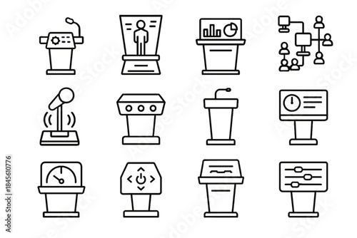 Interaction vector futuristic interactive presentation feedback podium icon interface control icons timer
