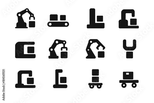 Sorter icon parcel handling gripper nano carrier vector loader automated arm micro