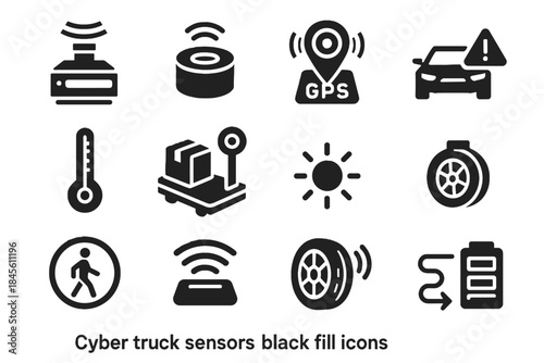 Vector motion gps detector scanner icon collision cyber unit indicator truck temperature