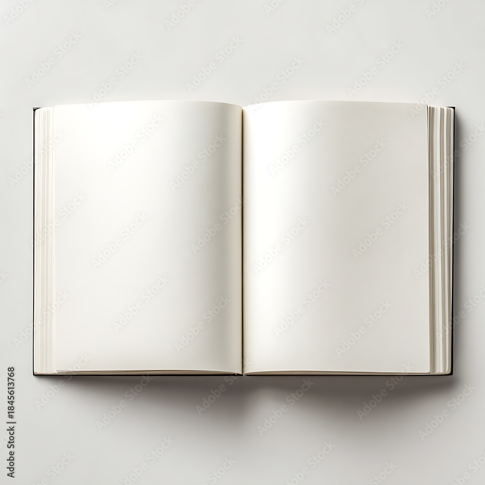 Naklejka premium An open notebook with two blank pages ready for new ideas and writing