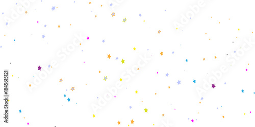 Colorful Star Theme With Bright Stars Scattered Across White Background For Celebration And Party decoration.	