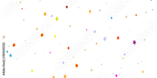 Colorful Star Theme With Bright Stars Scattered Across White Background For Celebration And Party decoration.