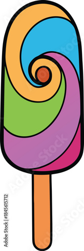 Ice Cream Popsicle Rainbow Swirl Transparent Background