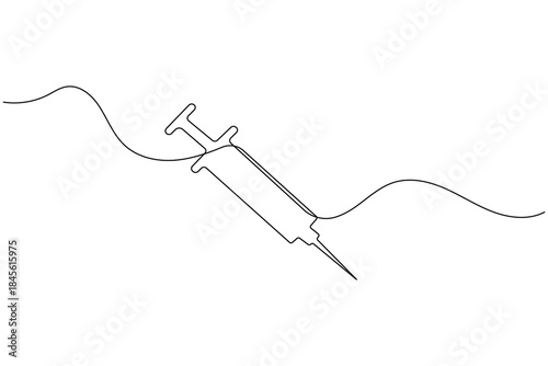 Continuous Line Art Medical Syringe for Injection and Vaccination
