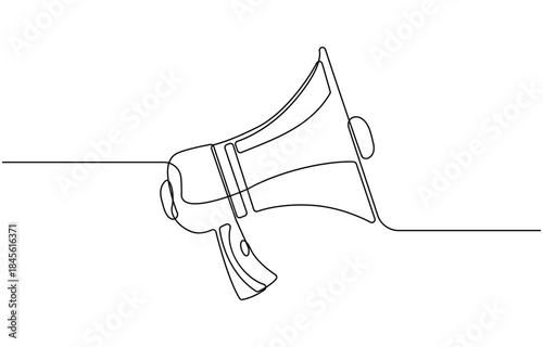 Horn speaker Continuous line art drawing megaphone announcement concept line art vector.