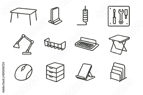 Stand desk small table vector adjustable workspace side ergonomic basket icon icons