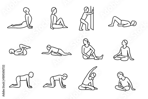 Icon seated back stretch hip spine opener vector gentle reset expansion movement
