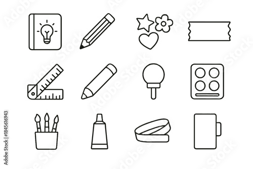 Ink vector foldable creative icon ruler shading mini glue journaling icons holder