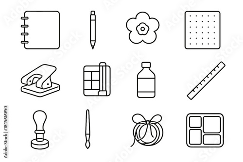 Icon journaling dotted marker tools wax creative grid vector paper motif mini