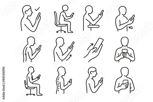 Gesture form seated icon balance phone posture raised vector ring healthy guide