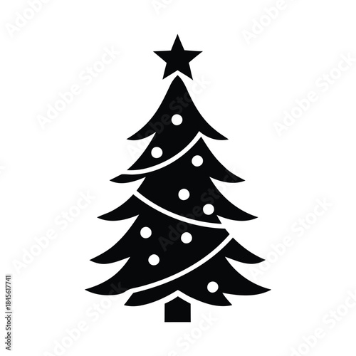 Christmas tree decoration with ornaments and star topper