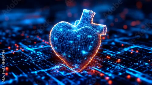 Digital Heartbeat Futuristic Technology Medical Science Concept.