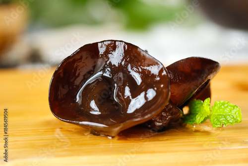 Wood Ear Fungus Mushroom Studio Still Life with Mint