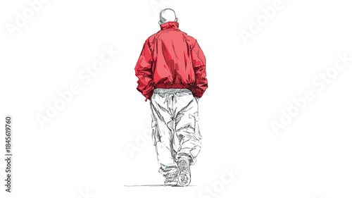 Stylish Man in Red Jacket and Pants Vector Illustration for Adobe Stock