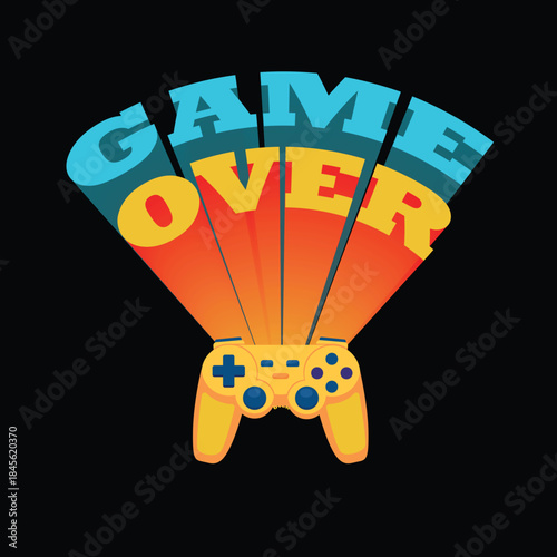 Game Over Retro video game pad graphic.eps