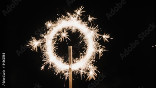 Sparkling Ring of Light - A Festive Celebration Against Black Backdrop.