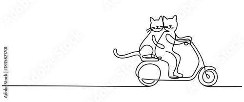 Cats Riding Scooter Illustration