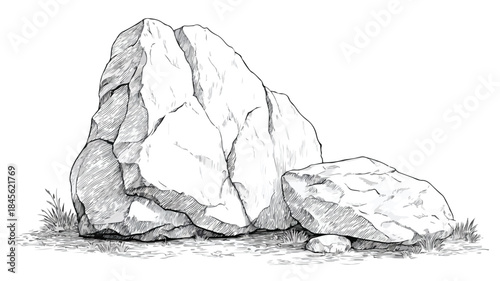 Double Rock Drawing Vector Illustration: Artistic Rock Sketch with Miniature Rock Design