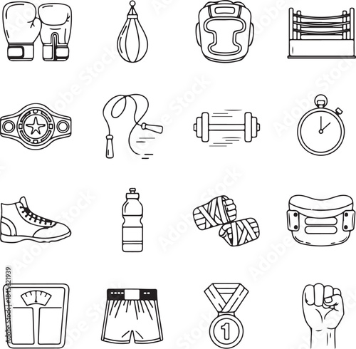Essential boxing and fitness equipment Vector