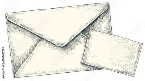 Envelope with Paper in Corner Drawing for Business Communication Concept