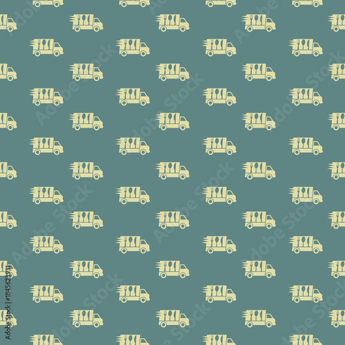 Food truck seamless pattern isolated on color background
