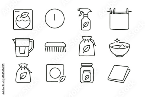 Laundry vector rope jar spray refillable delicates icons pouch icon eco soft