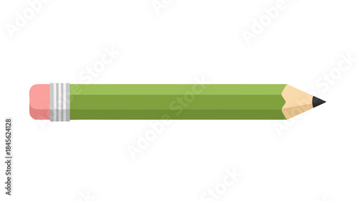 Vector Illustration of a Green Pencil with Pink Eraser