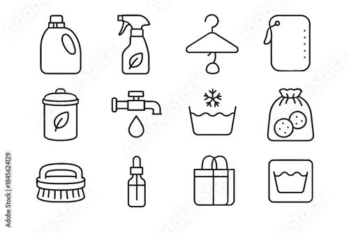 Icons scrubbing vector laundry bamboo fabric bag sustainable icon pouch symbol coarse