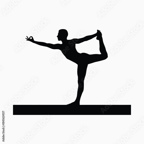 Black silhouette of a man performing a yoga pose on a dark surface male dancer pose