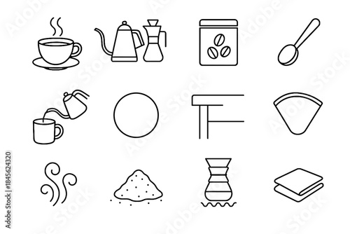 Circle pour coffee storage pile icons cozy aromatic bean vector mindful fold