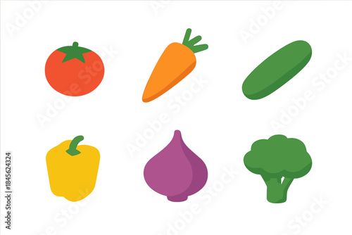 Colorful vegetable icons with gradient background