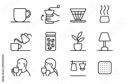Vector silhouette coffee bean warm pad water mindful icon catcher jar interior