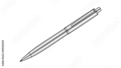 Silver Pen Illustration - Modern Ballpoint Pen