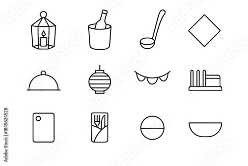 Clean party icon food board minimalist cooler vector napkin décor garland fold