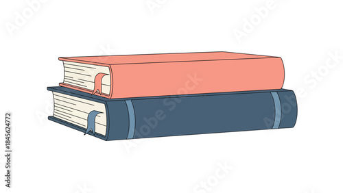 Vectorized Illustration of Two Stacked Books with Bookmarks