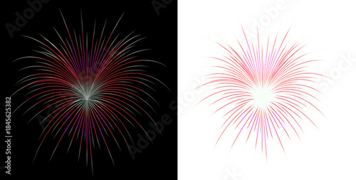 Bilde på lerret A striking red and subtle purple firework design, available on a black background and as a transparent PNG, perfect for versatile Happy New Year midnight and daytime use