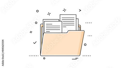 Document Folder with Papers Illustration