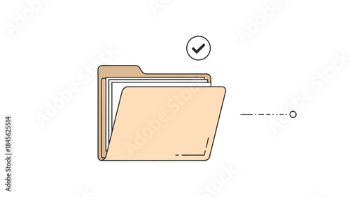 File Folder with Documents and Checkmark Illustration