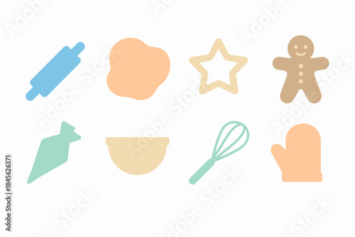 Baking utensils and shapes vector illustration for kitchen design