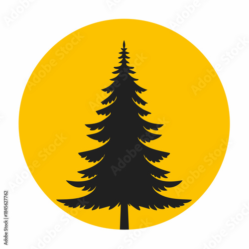 Golden Christmas Tree Icon Vector Illustration