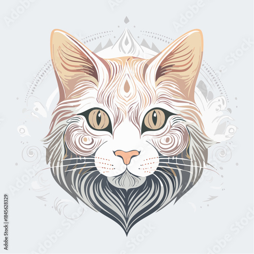 Cute cartoon cat holding a heart vector illustration