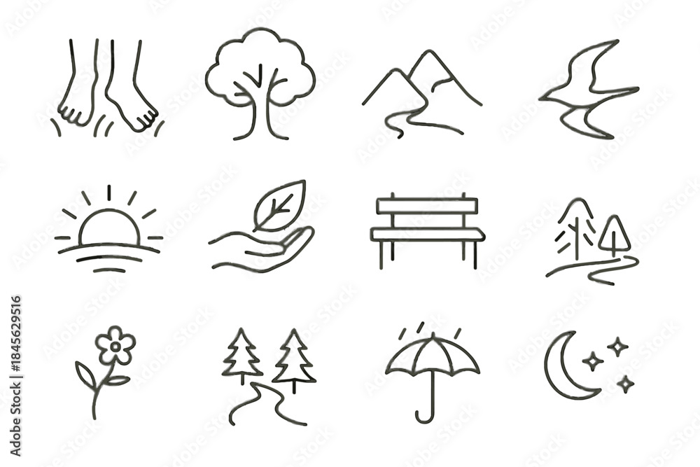 Fototapeta premium Wide leaf starry bird flower body forest icon connection vector mind river