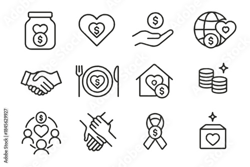Another money helping heart ribbon icon star icons minimal vector halo lifting