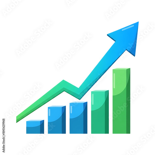 Free Download Colorful 3D bar chart with rising arrow graph  business growth concept - GFXLoad