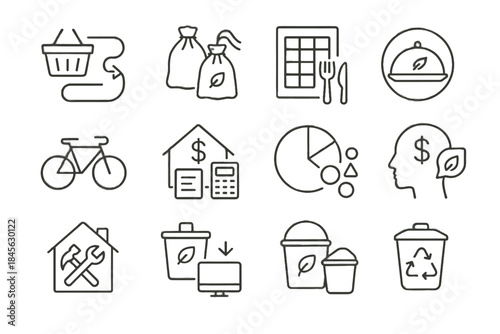 Break icons expense symbol meal mindful tags vector icon planned reusable spending