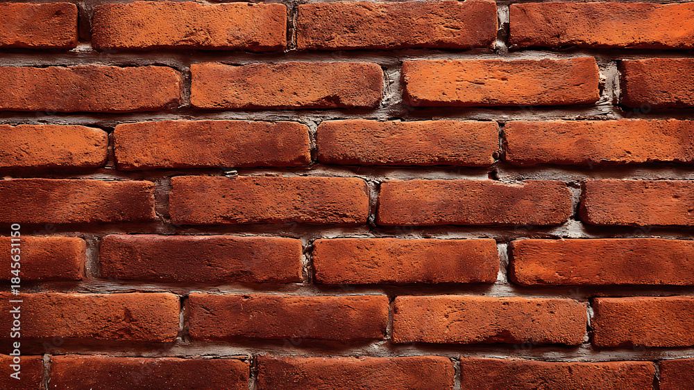 Fototapeta premium Rich Terracotta Brick Wall with Rustic Texture and Dark Mortar Joints