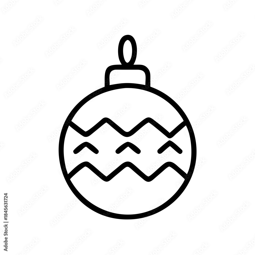 Obraz premium Christmas ornament bauble in minimalist line art style 