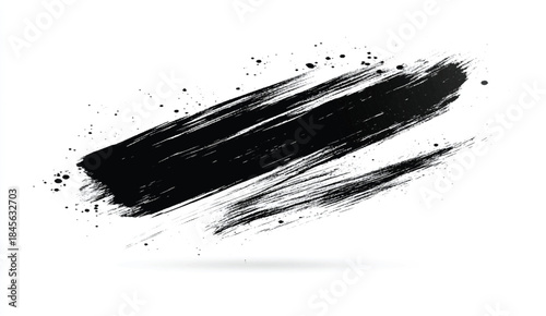 Abstract Brush Stroke Art. Black Paint Brush Vector. Minimal Brush Stroke Design. Rough Ink Stroke Illustration. Bold Vector Brush Art.