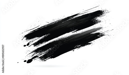 Black Brush Ink Design. Vector Brush Stroke Art. Artistic Black Ink Stroke. Textured Brush Stroke Art. Minimalist Black Vector.