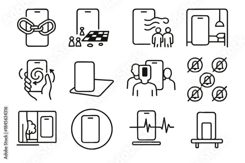 Lighting vector as selfie icon addiction inside chain notification it awareness smartphone